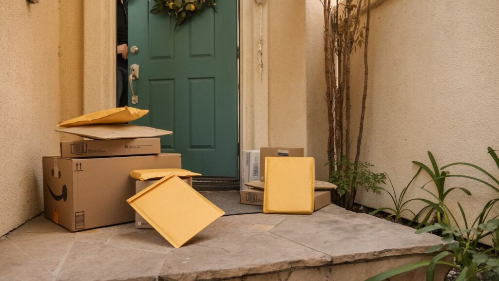 Parcels waiting on a front porch